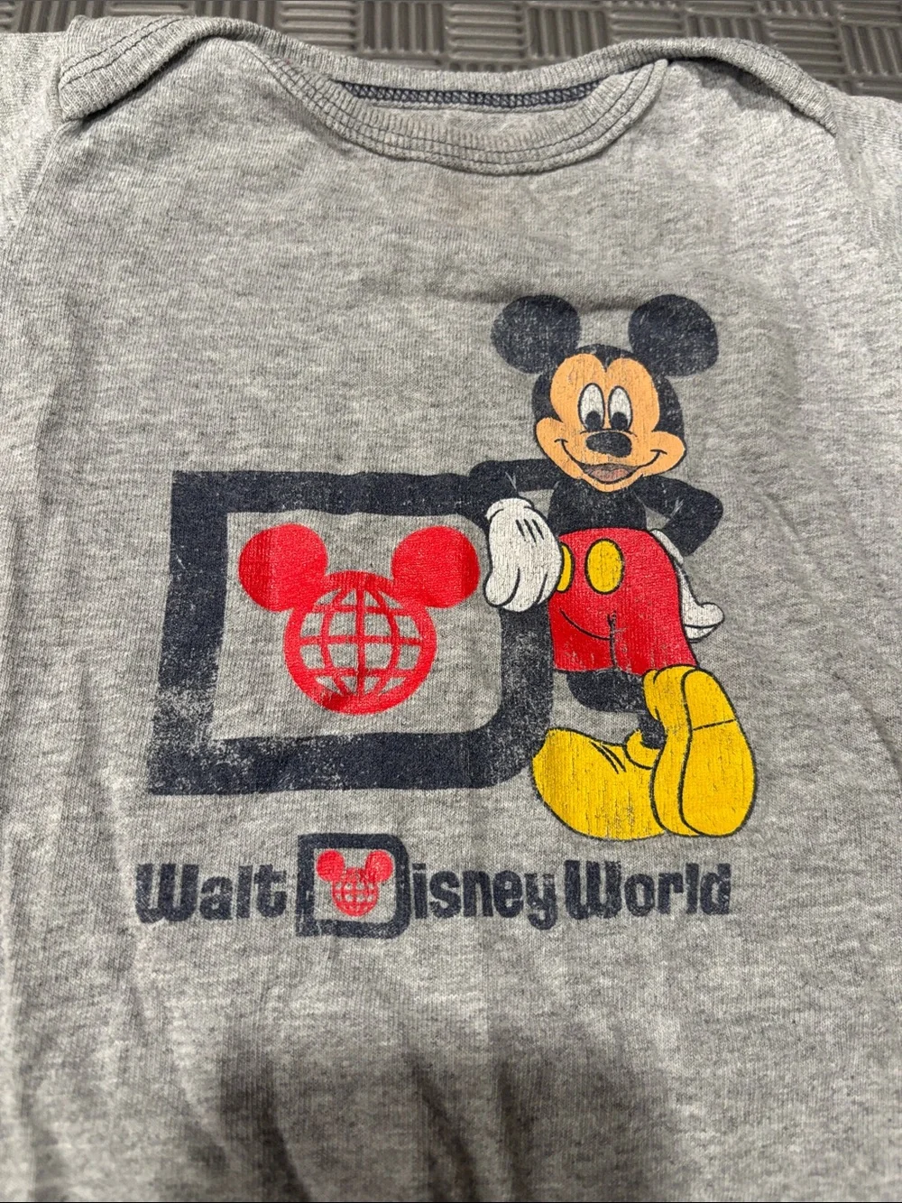 WDW Disney Baby Onesie Mickey Mouse Gray Baby One-Piece
